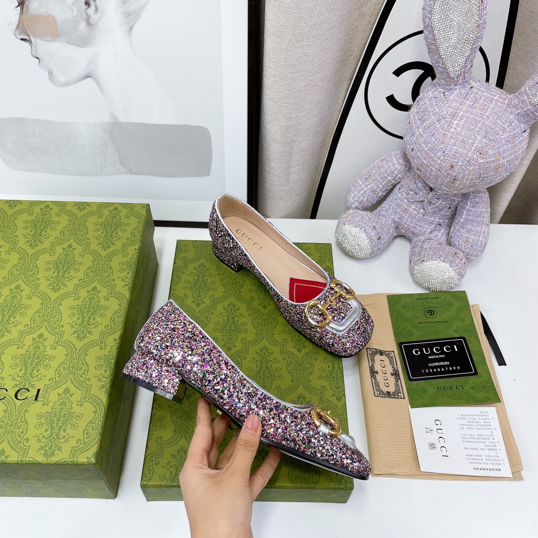 Gucci Lovelight Crystal Ballet Flat With Horsebit - DopestKickz