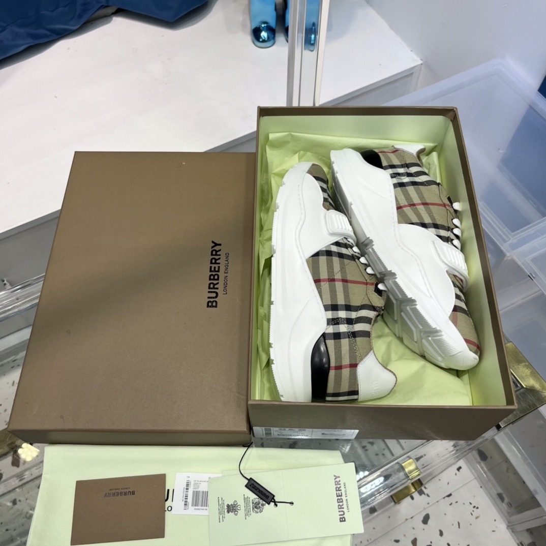Burberry Vintage Check, Suede And Leather Sneakers - DopestKickz