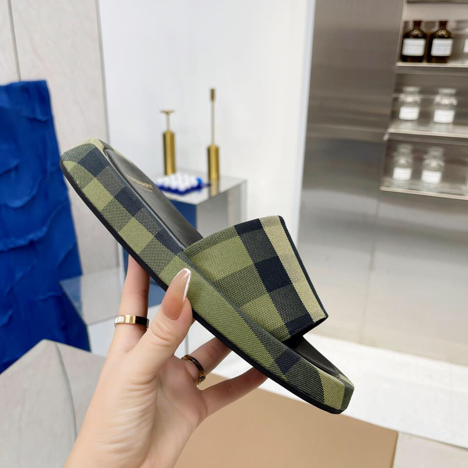 Burberry Check Cotton Slides - DopestKickz