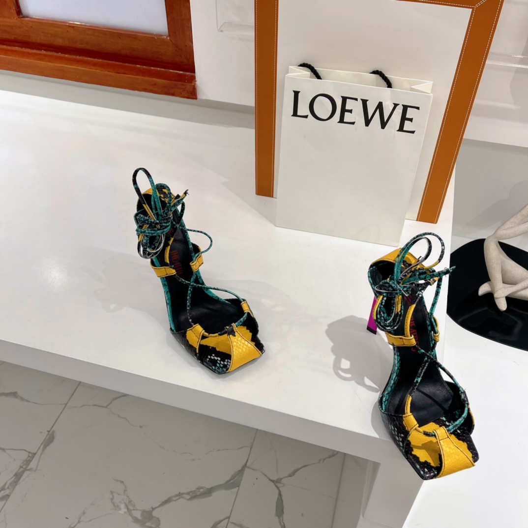 The Attico ''Adele'' Green And Yellow Sandal - DopestKickz