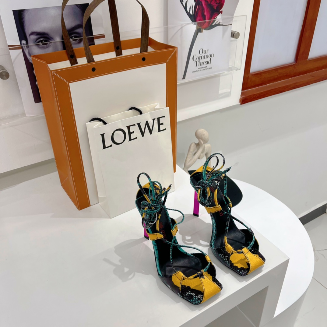 The Attico ''Adele'' Green And Yellow Sandal - DopestKickz