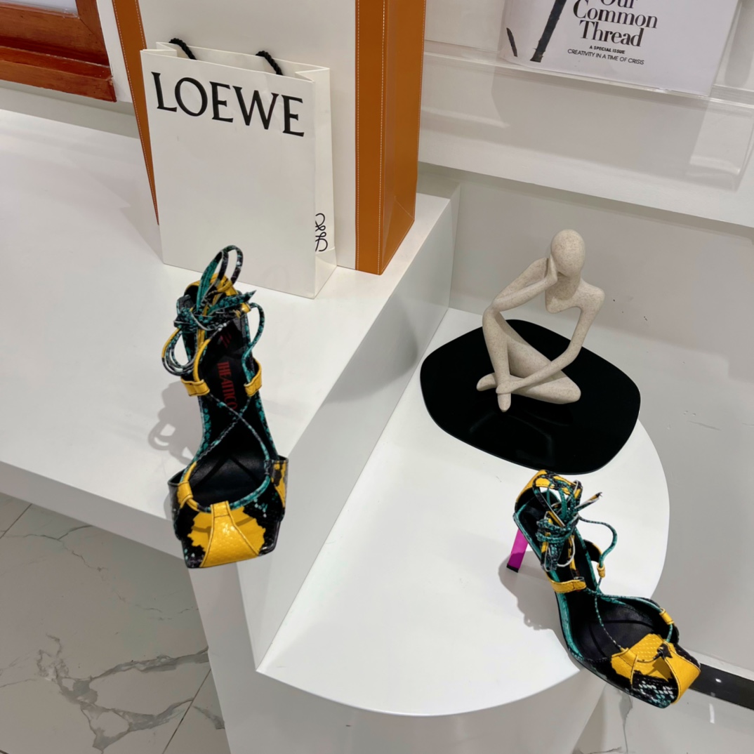 The Attico ''Adele'' Green And Yellow Sandal - DopestKickz