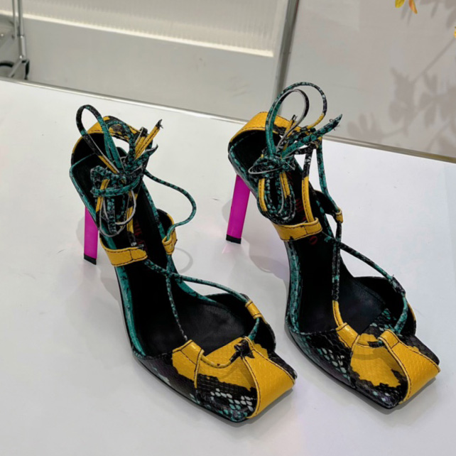 The Attico ''Adele'' Green And Yellow Sandal - DopestKickz