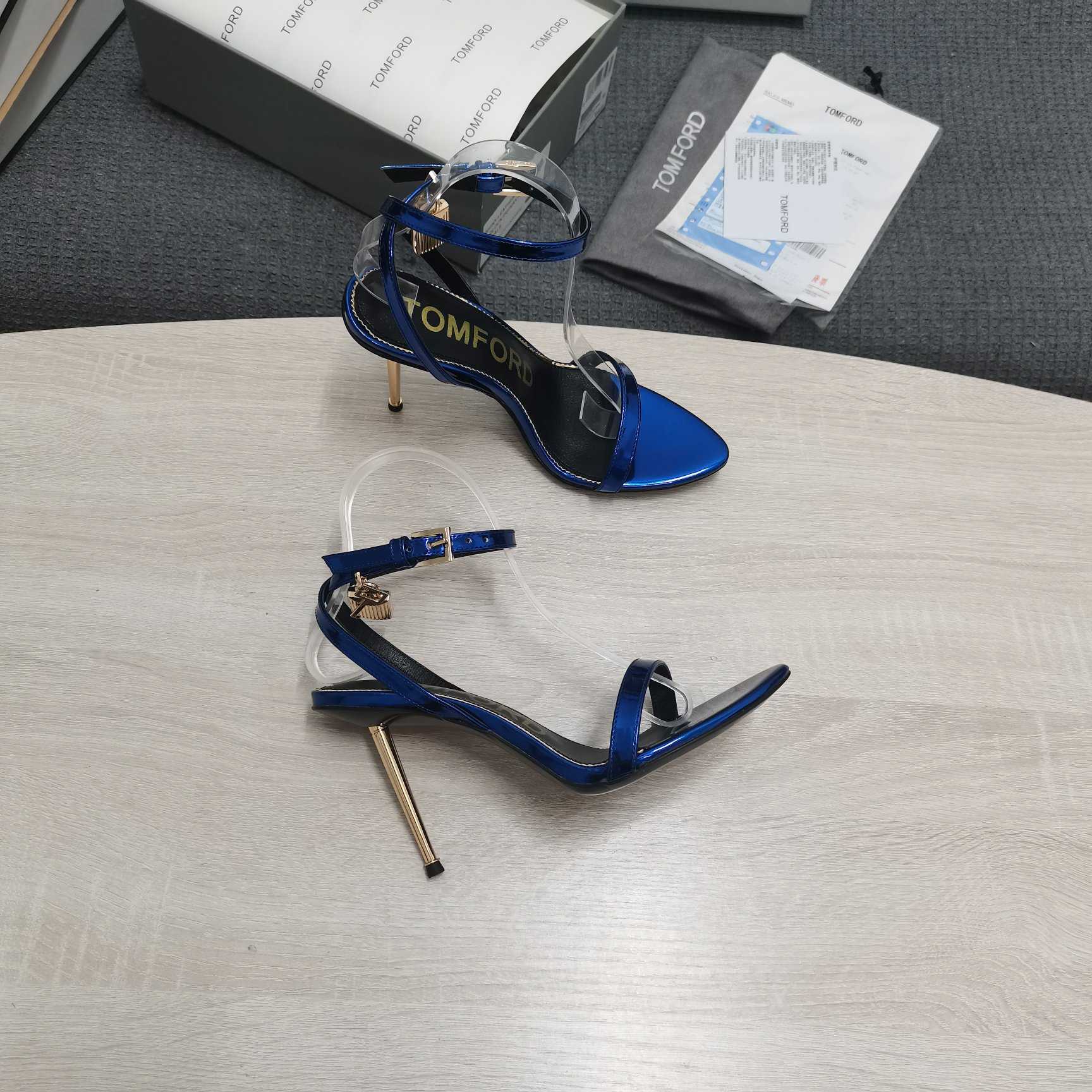 Tom Ford Satin Padlock Pointy Naked Sandal - DopestKickz