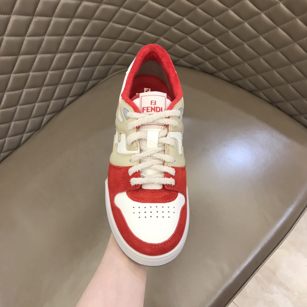 Fendi Red Leather Low-Tops Sneakers - DopestKickz