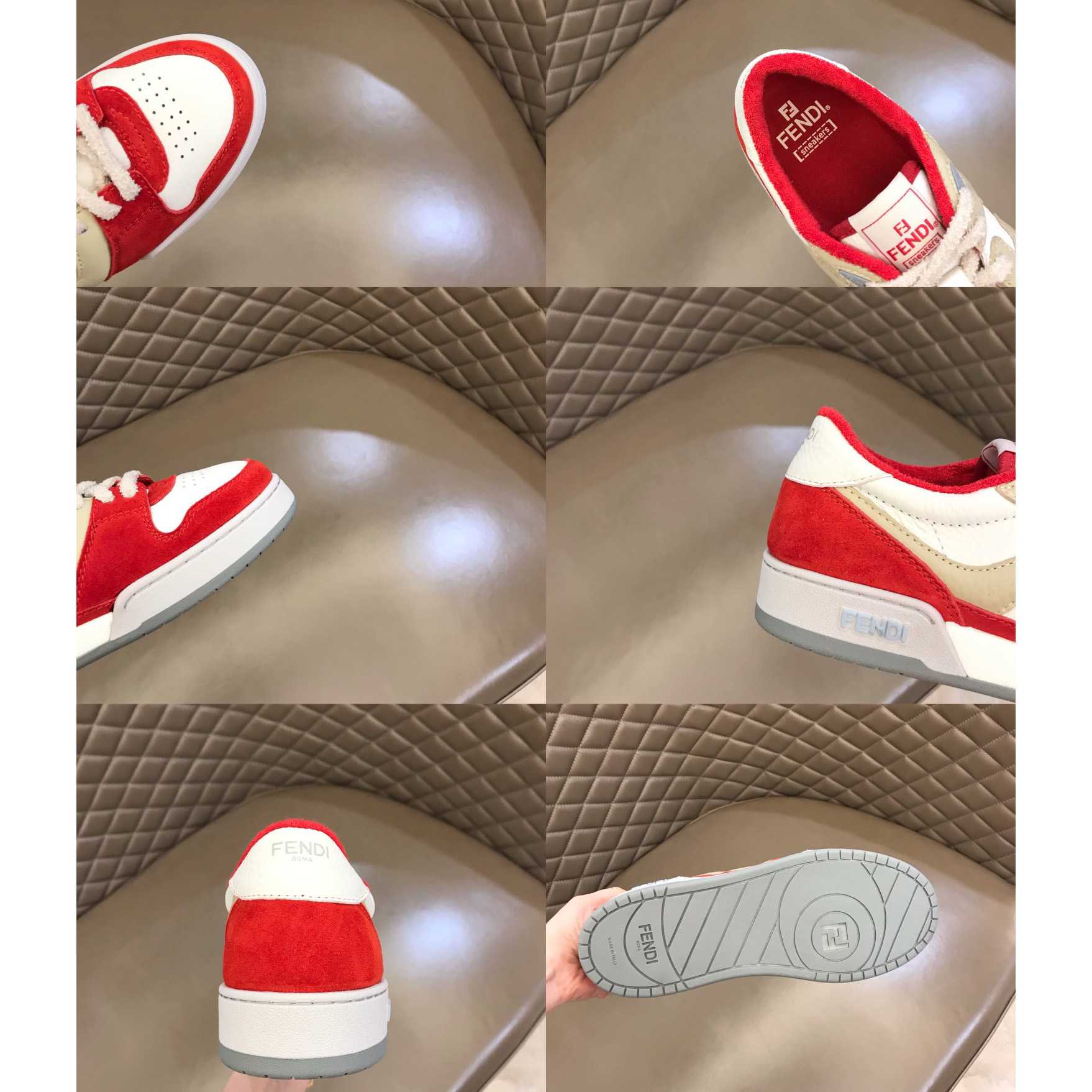 Fendi Red Leather Low-Tops Sneakers - DopestKickz