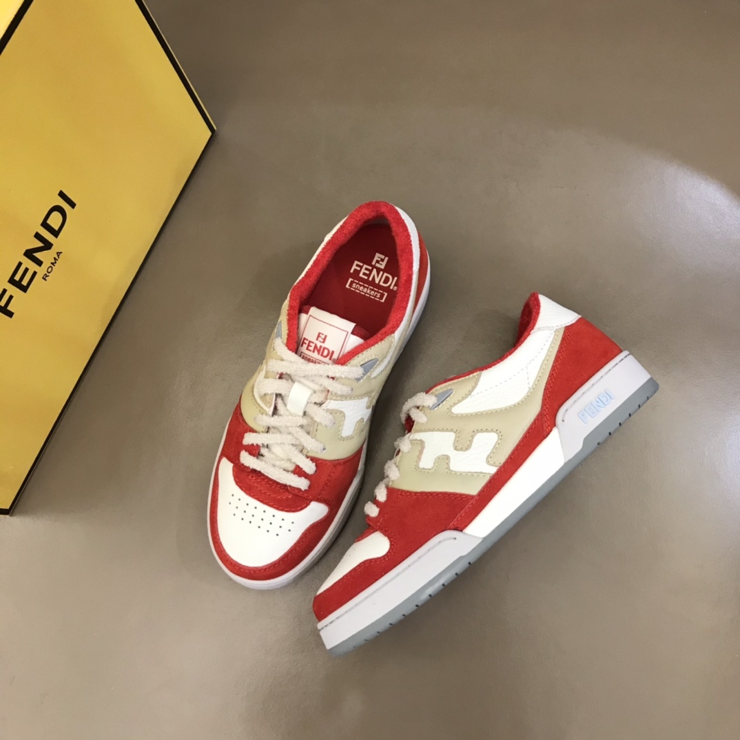 Fendi Red Leather Low-Tops Sneakers - DopestKickz