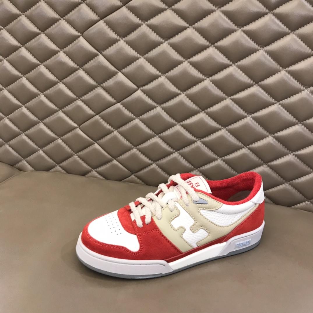 Fendi Red Leather Low-Tops Sneakers - DopestKickz