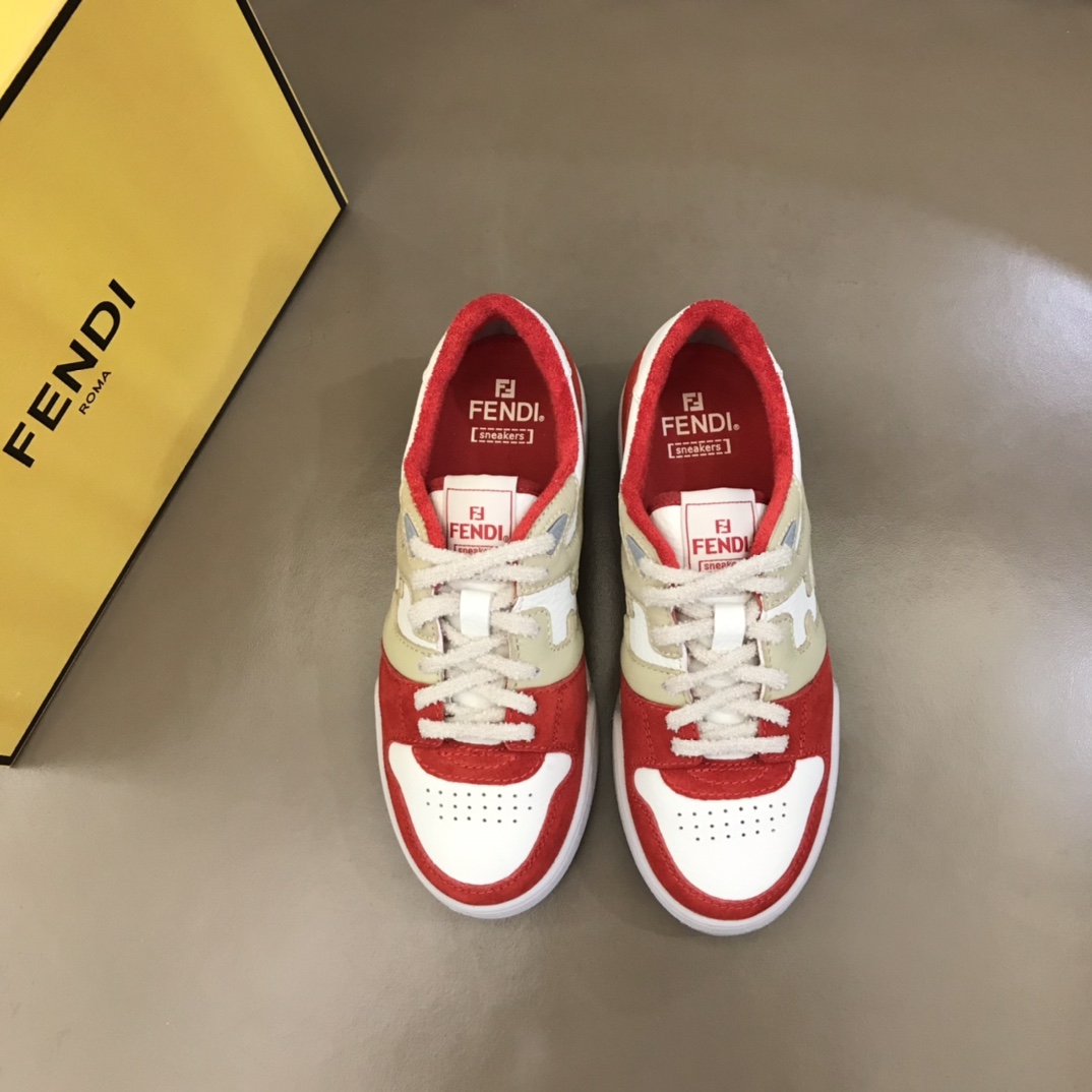Fendi Red Leather Low-Tops Sneakers - DopestKickz