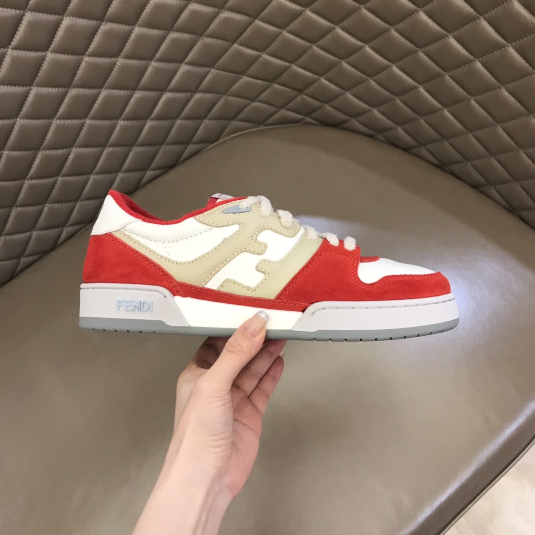 Fendi Red Leather Low-Tops Sneakers - DopestKickz