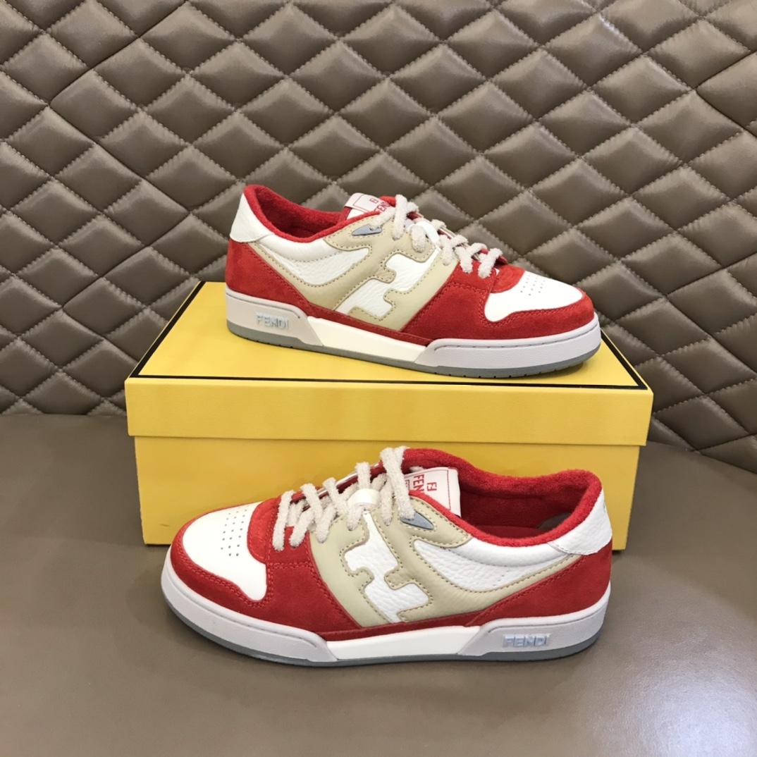 Fendi Red Leather Low-Tops Sneakers - DopestKickz