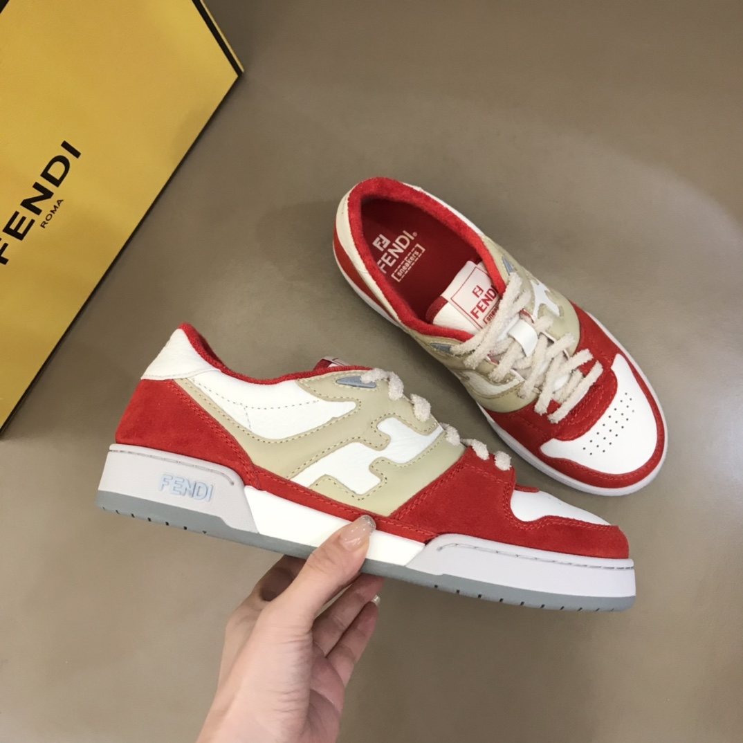 Fendi Red Leather Low-Tops Sneakers - DopestKickz