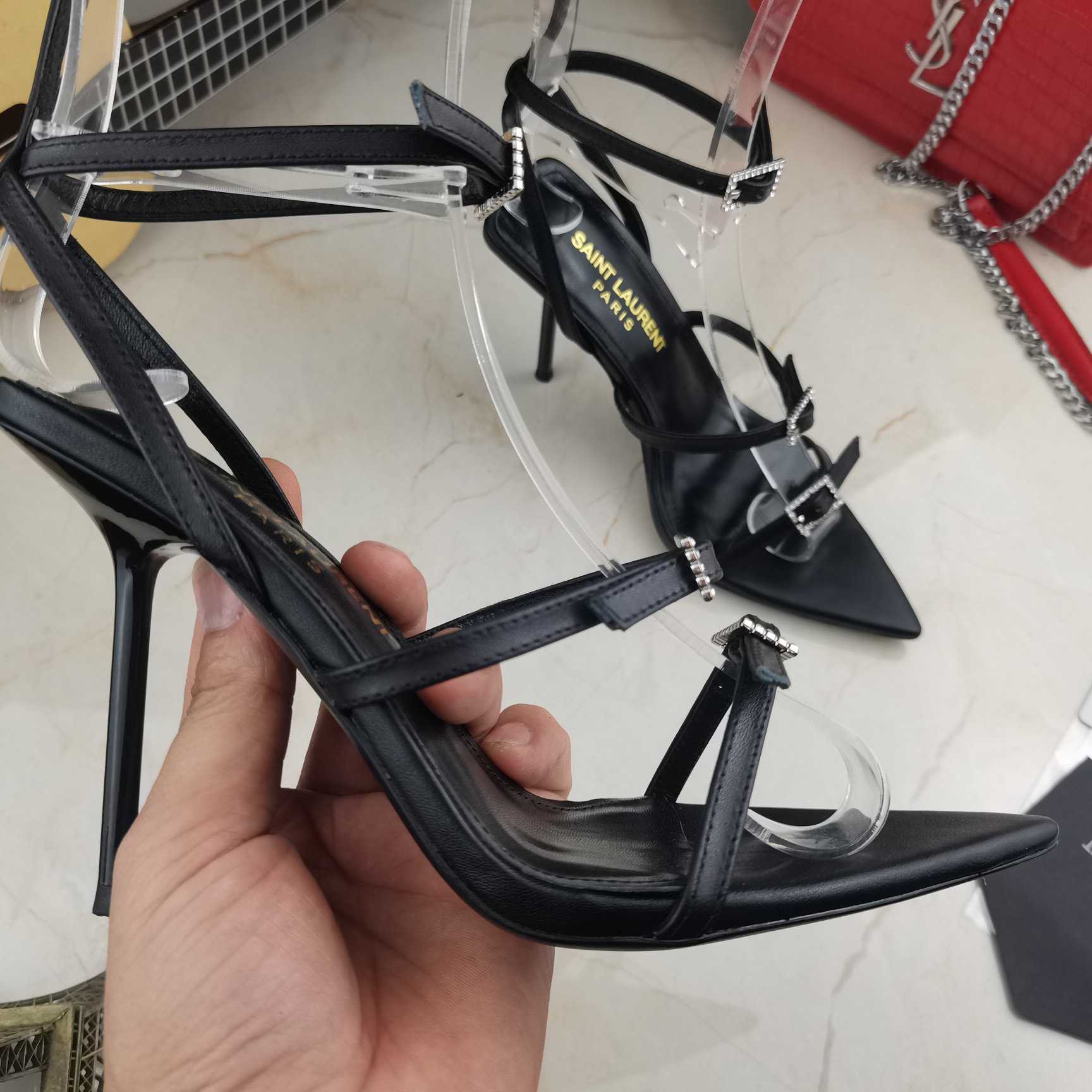 Saint Laurent Nuit Sandals In Lacquered Ayers - DopestKickz