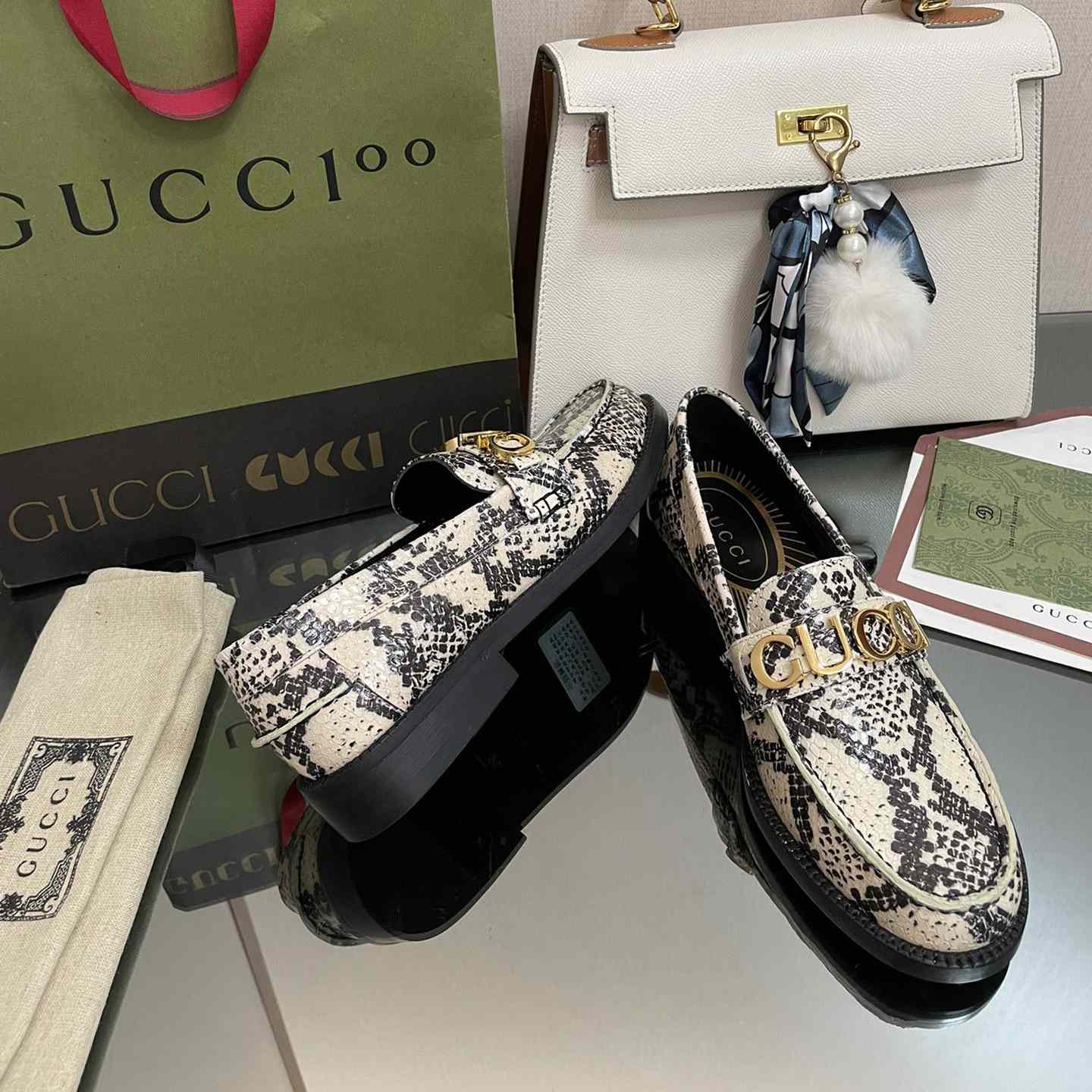 Gucci Women's Gucci Python Print Loafer - DopestKickz