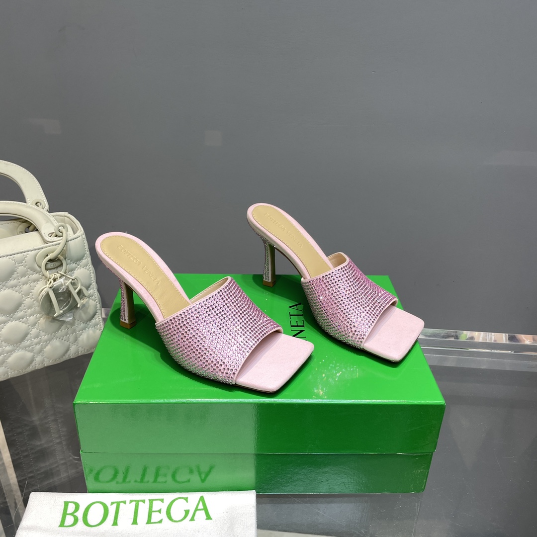 Bottega Veneta Stretch Strass-Embellished Silk Mules - DopestKickz