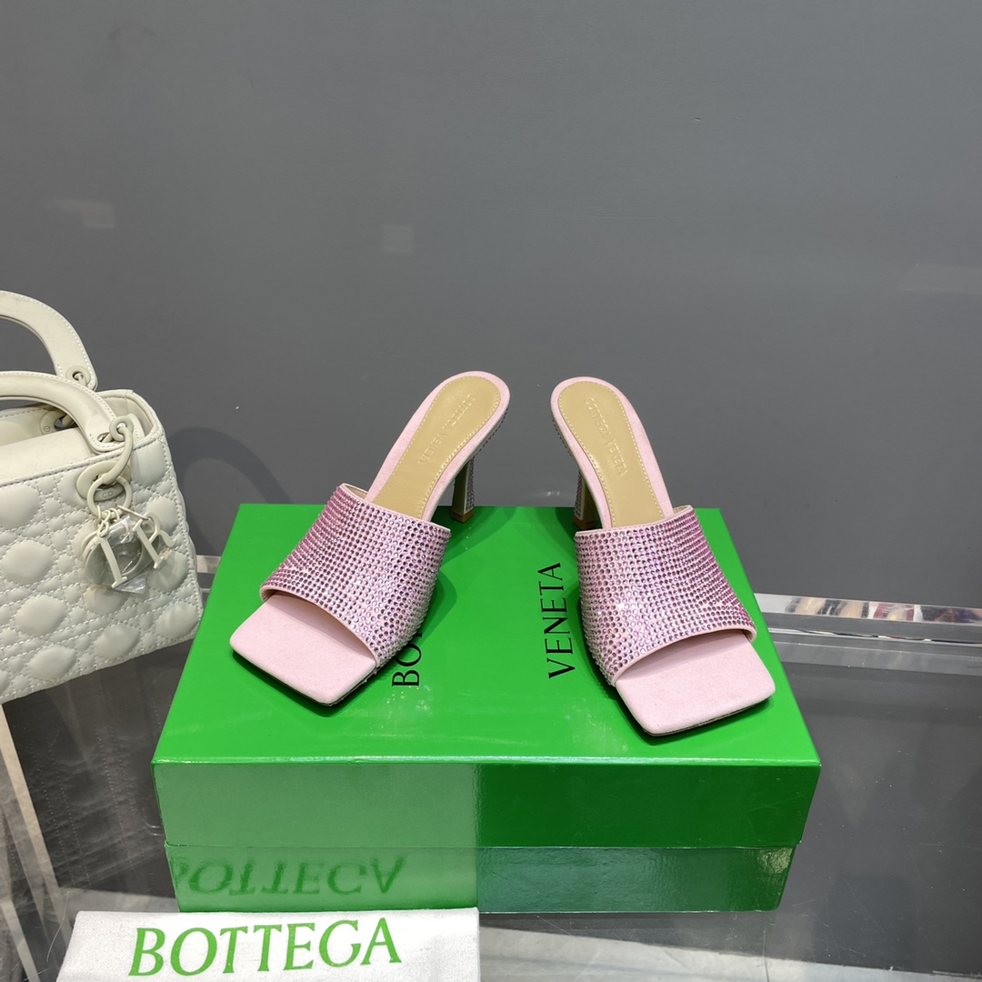 Bottega Veneta Stretch Strass-Embellished Silk Mules - DopestKickz