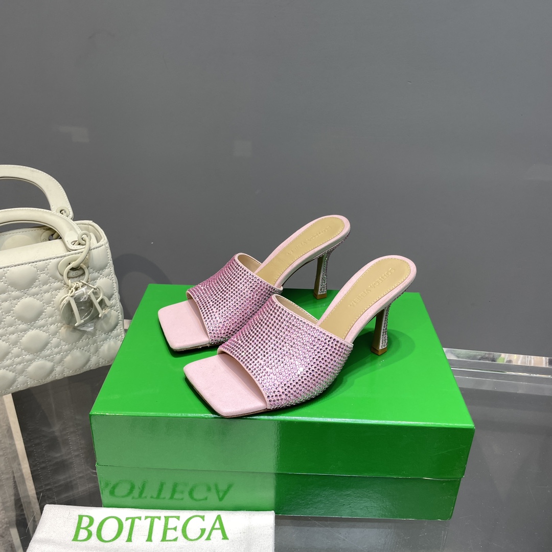 Bottega Veneta Stretch Strass-Embellished Silk Mules - DopestKickz