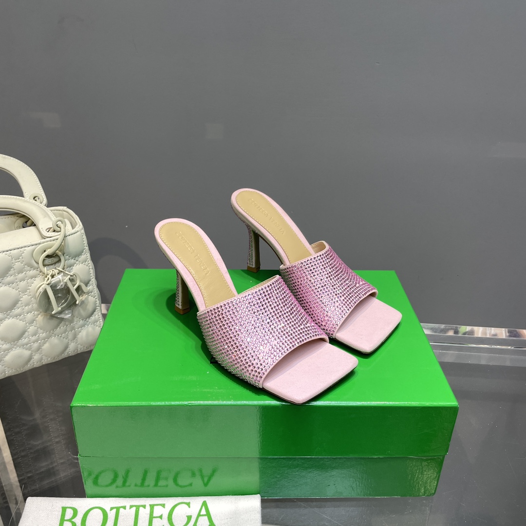 Bottega Veneta Stretch Strass-Embellished Silk Mules - DopestKickz