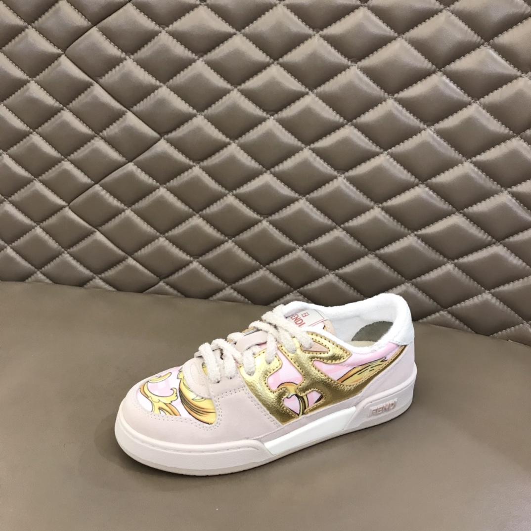 Fendi Match Fendace Printed Pink Satin Low-Tops Sneakers - DopestKickz