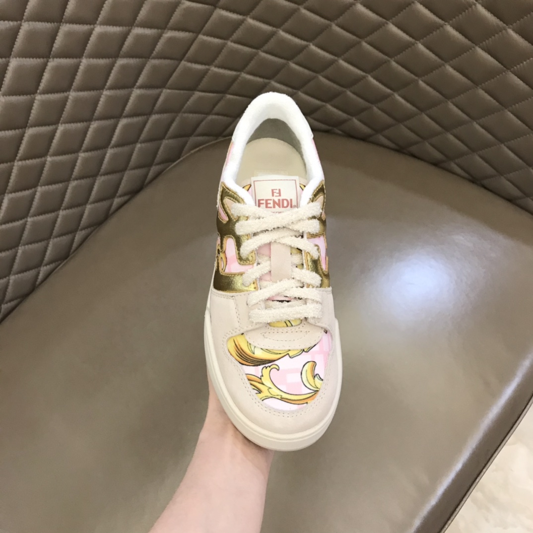 Fendi Match Fendace Printed Pink Satin Low-Tops Sneakers - DopestKickz