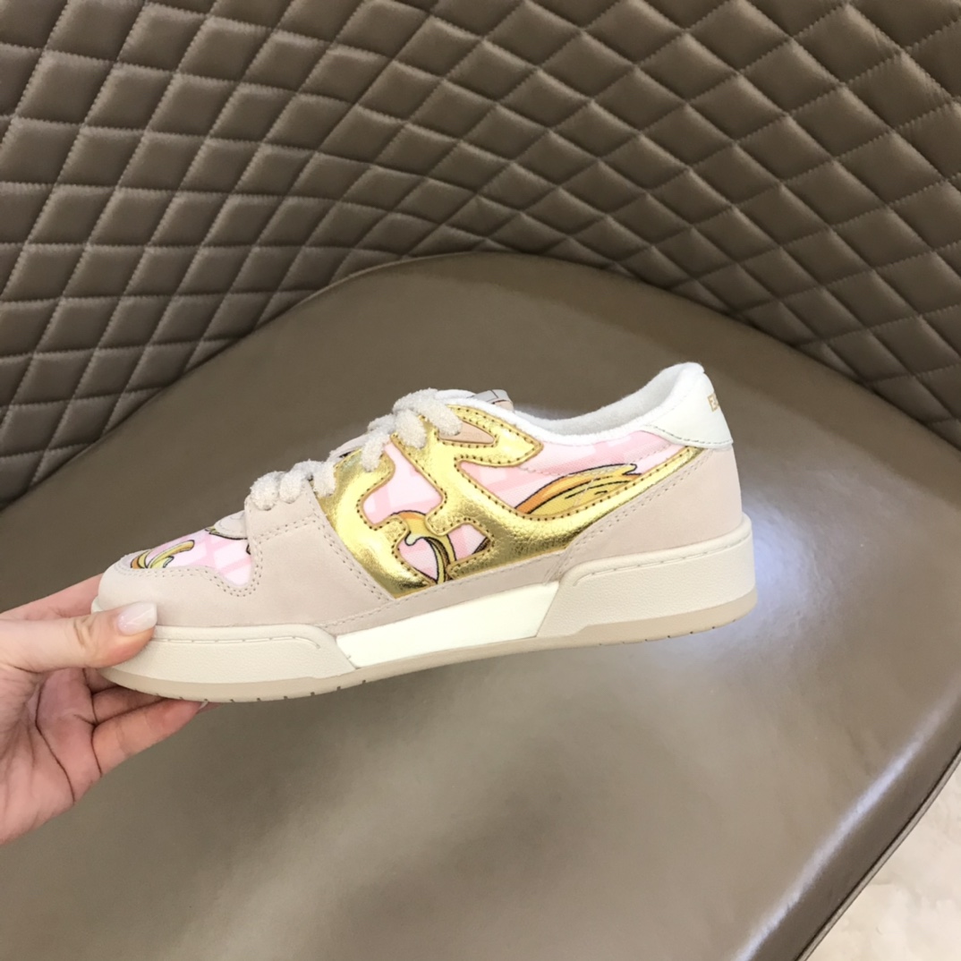 Fendi Match Fendace Printed Pink Satin Low-Tops Sneakers - DopestKickz