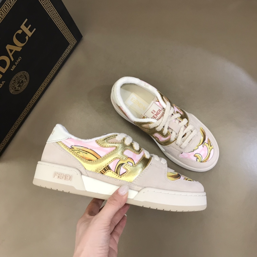 Fendi Match Fendace Printed Pink Satin Low-Tops Sneakers - DopestKickz