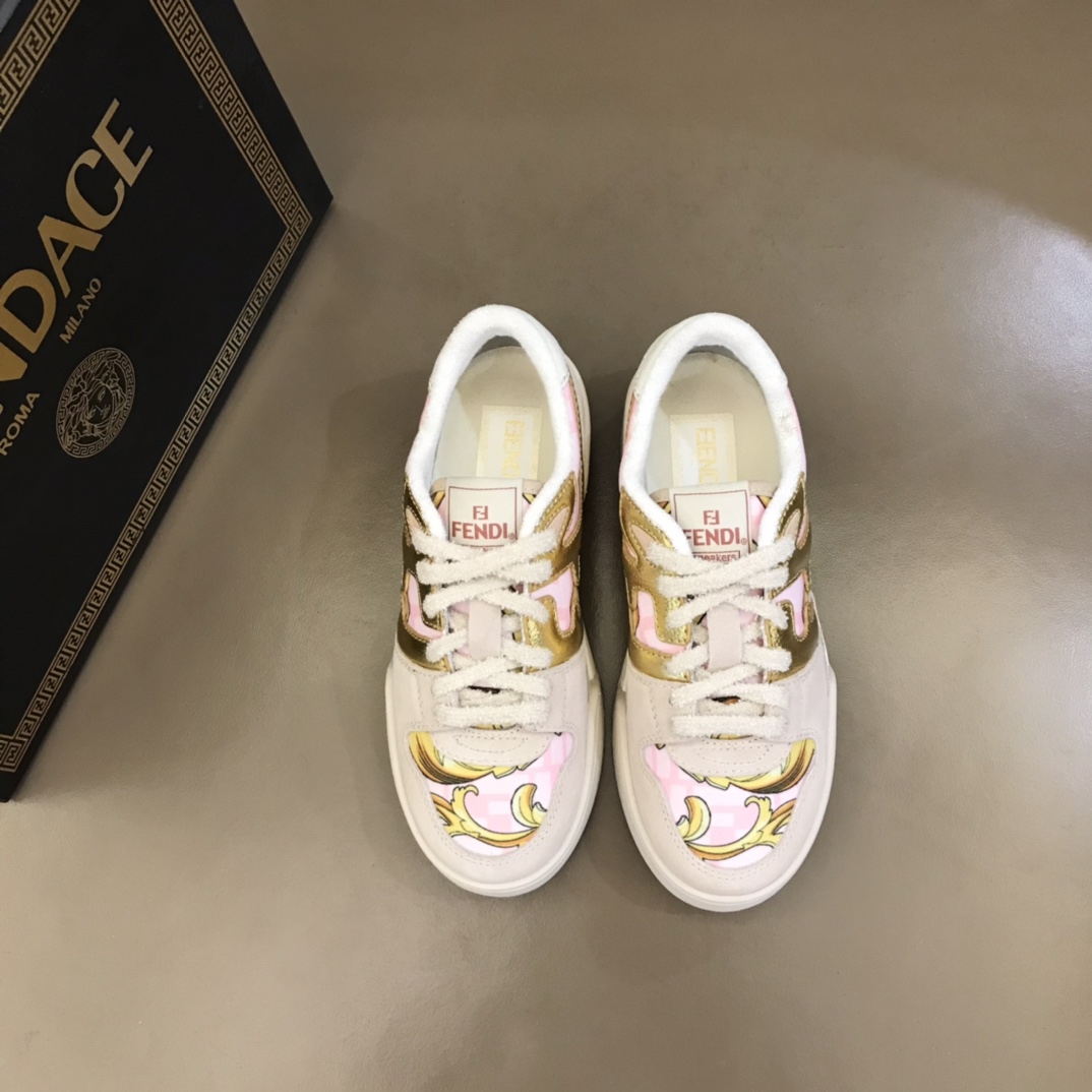 Fendi Match Fendace Printed Pink Satin Low-Tops Sneakers - DopestKickz