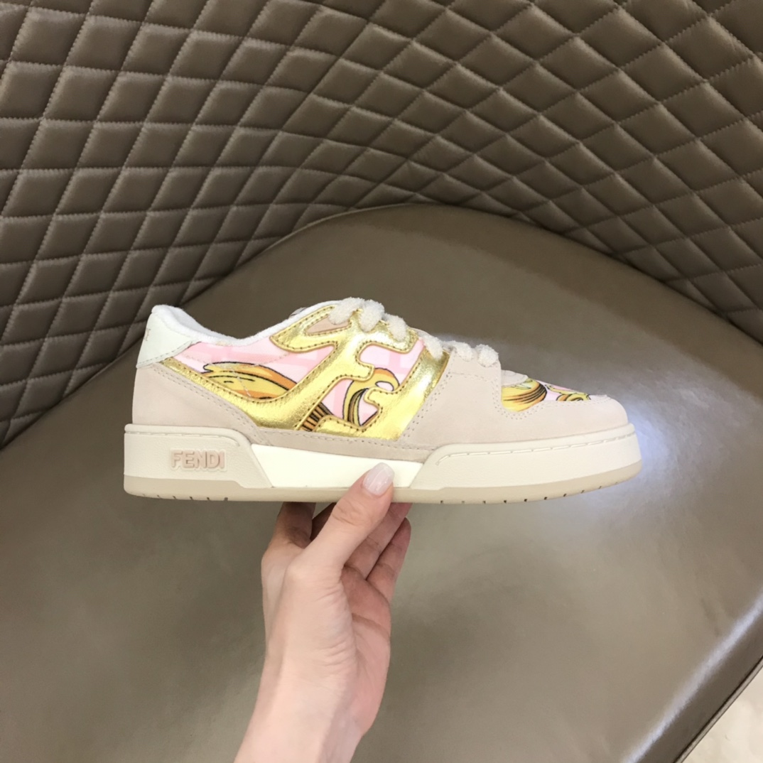 Fendi Match Fendace Printed Pink Satin Low-Tops Sneakers - DopestKickz