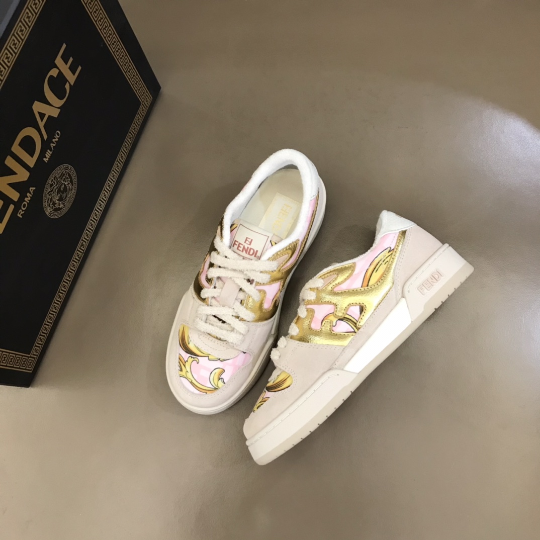 Fendi Match Fendace Printed Pink Satin Low-Tops Sneakers - DopestKickz