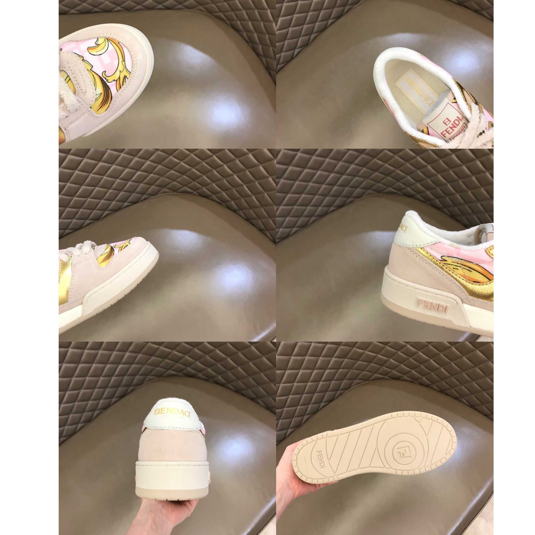 Fendi Match Fendace Printed Pink Satin Low-Tops Sneakers - DopestKickz