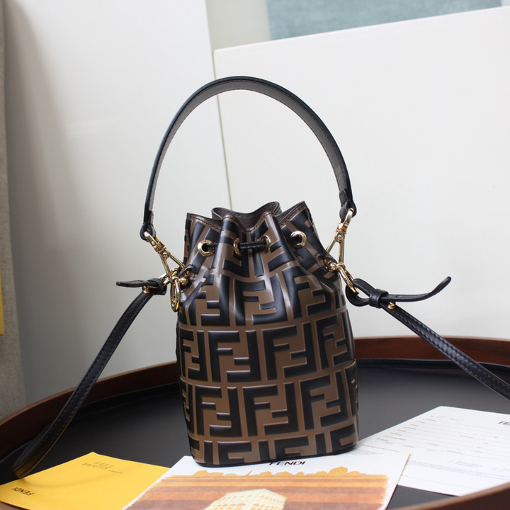 Fendi Mon Tresor Brown Leather Mini-Bag(18-12-10cm) - DopestKickz