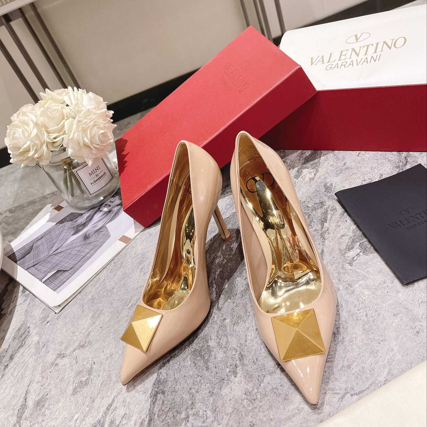 Valenti One Stud Patent Leather Pump 100mm - DopestKickz
