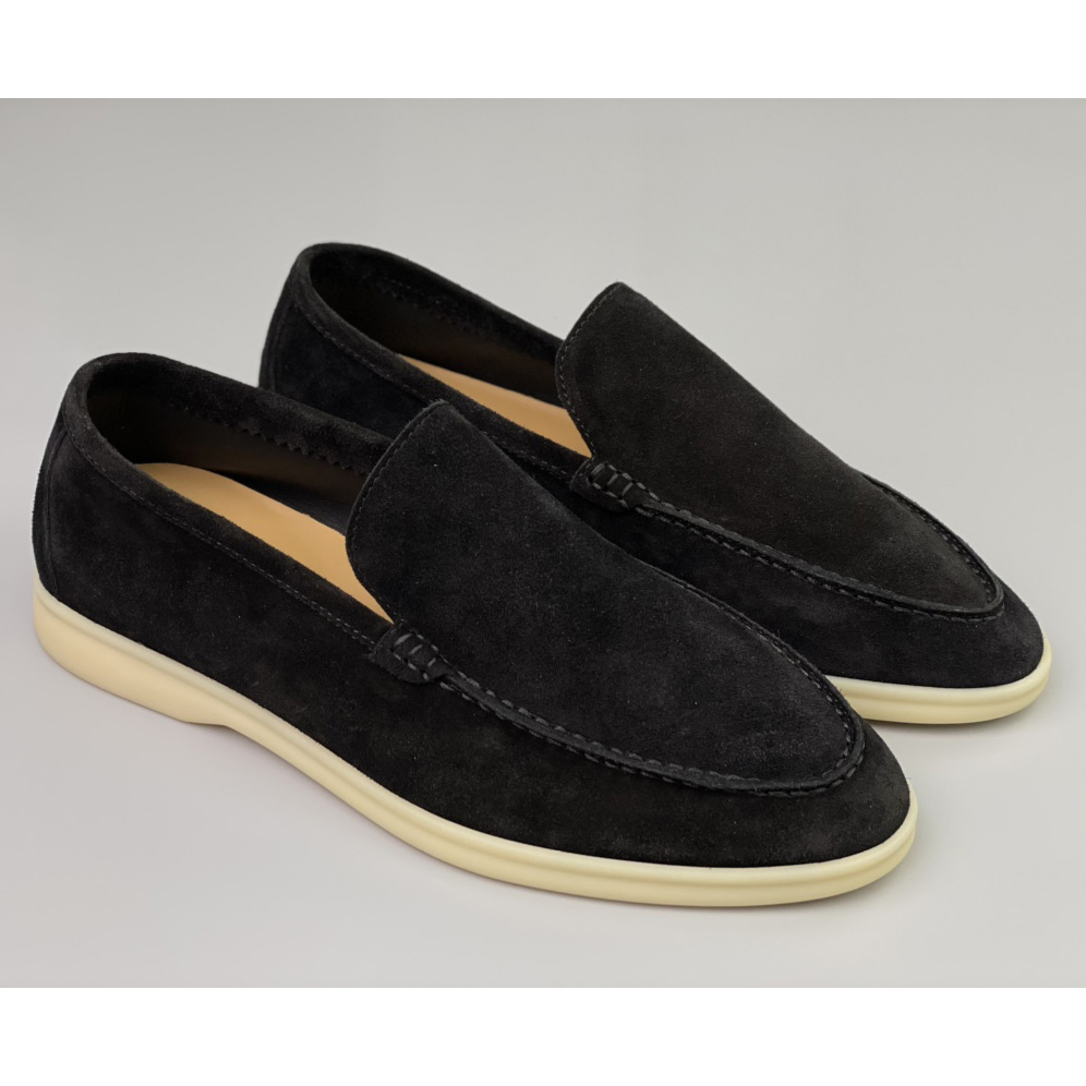 Loro Piana Summer Walk Loafers In Black - DopestKickz