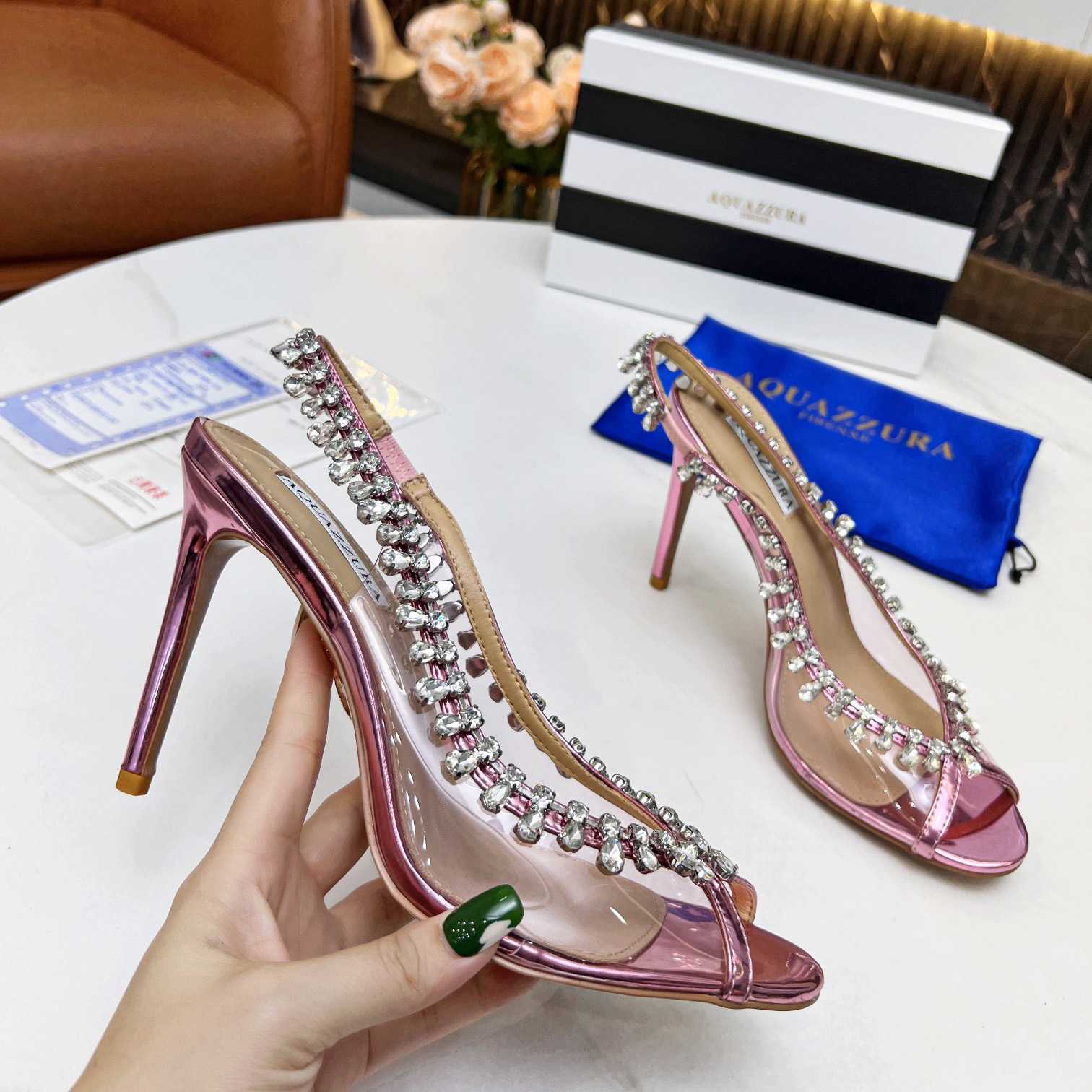 Aquazzura Temptation Crystal Sandal 105 - DopestKickz