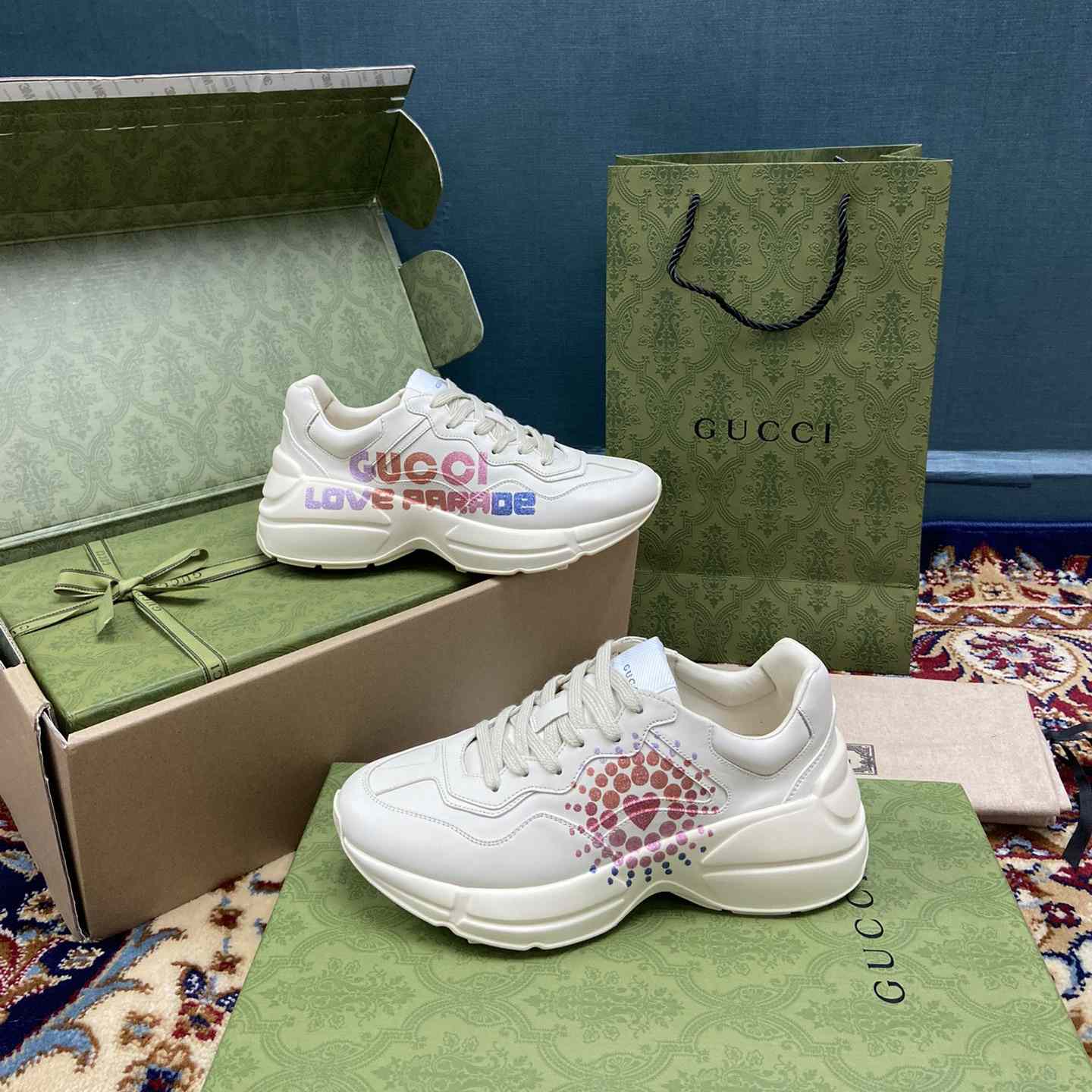 Gucci Women's Rhyton Gucci Love Parade Sneaker - DopestKickz