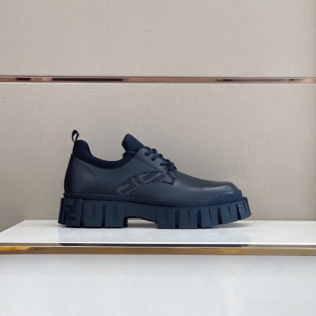 Fendi Black Leather Lace-Ups - DopestKickz