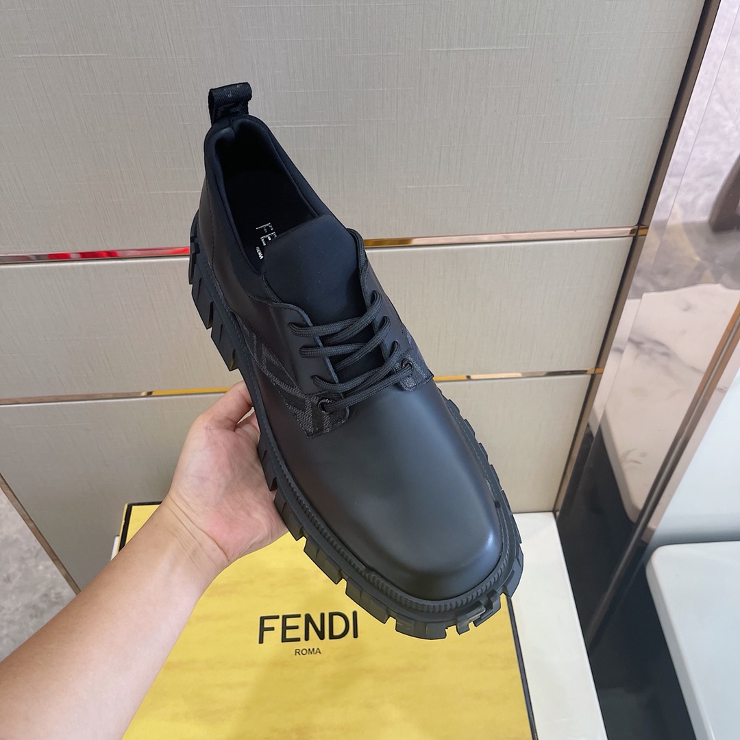 Fendi Black Leather Lace-Ups - DopestKickz