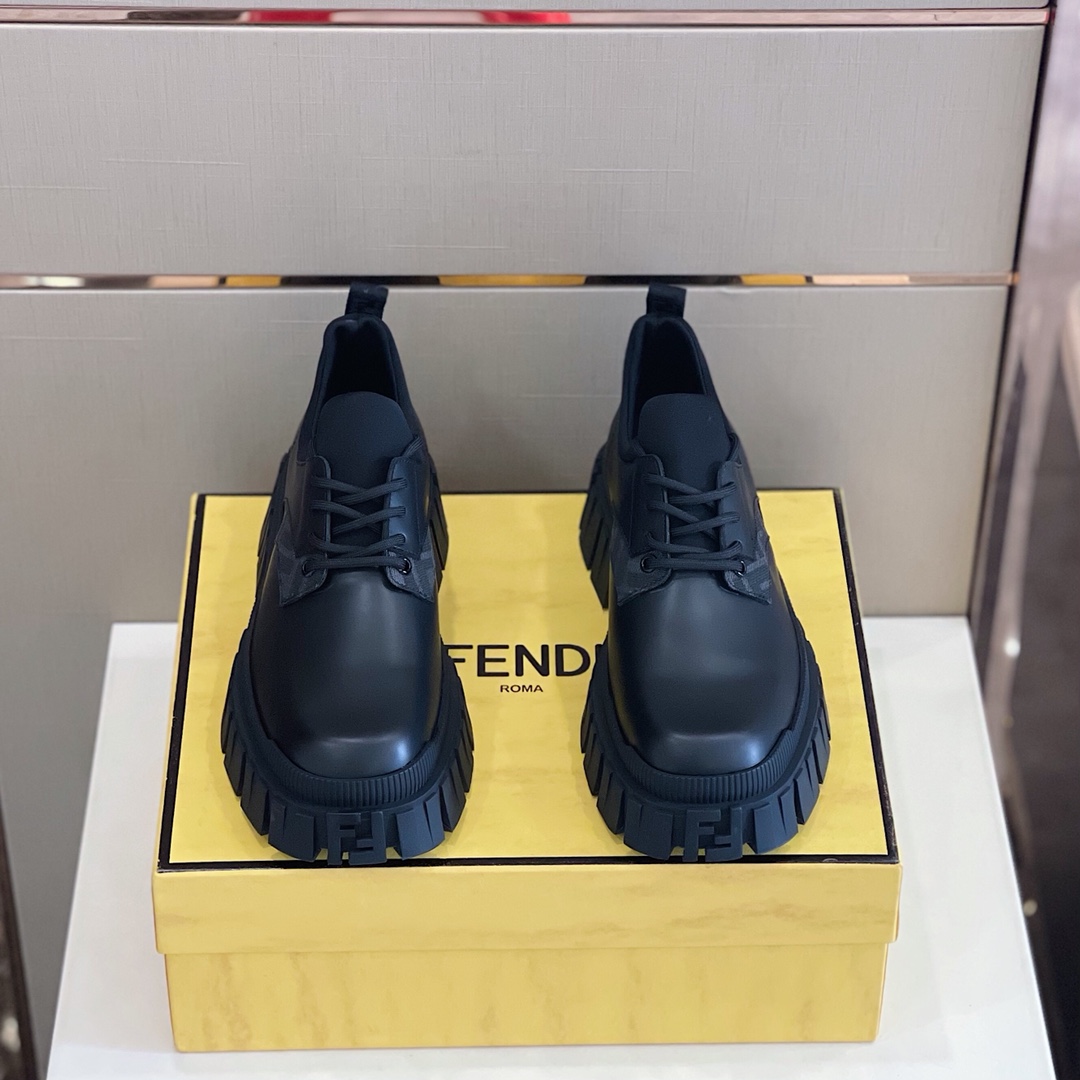 Fendi Black Leather Lace-Ups - DopestKickz