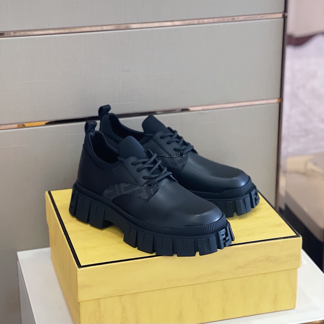 Fendi Black Leather Lace-Ups - DopestKickz