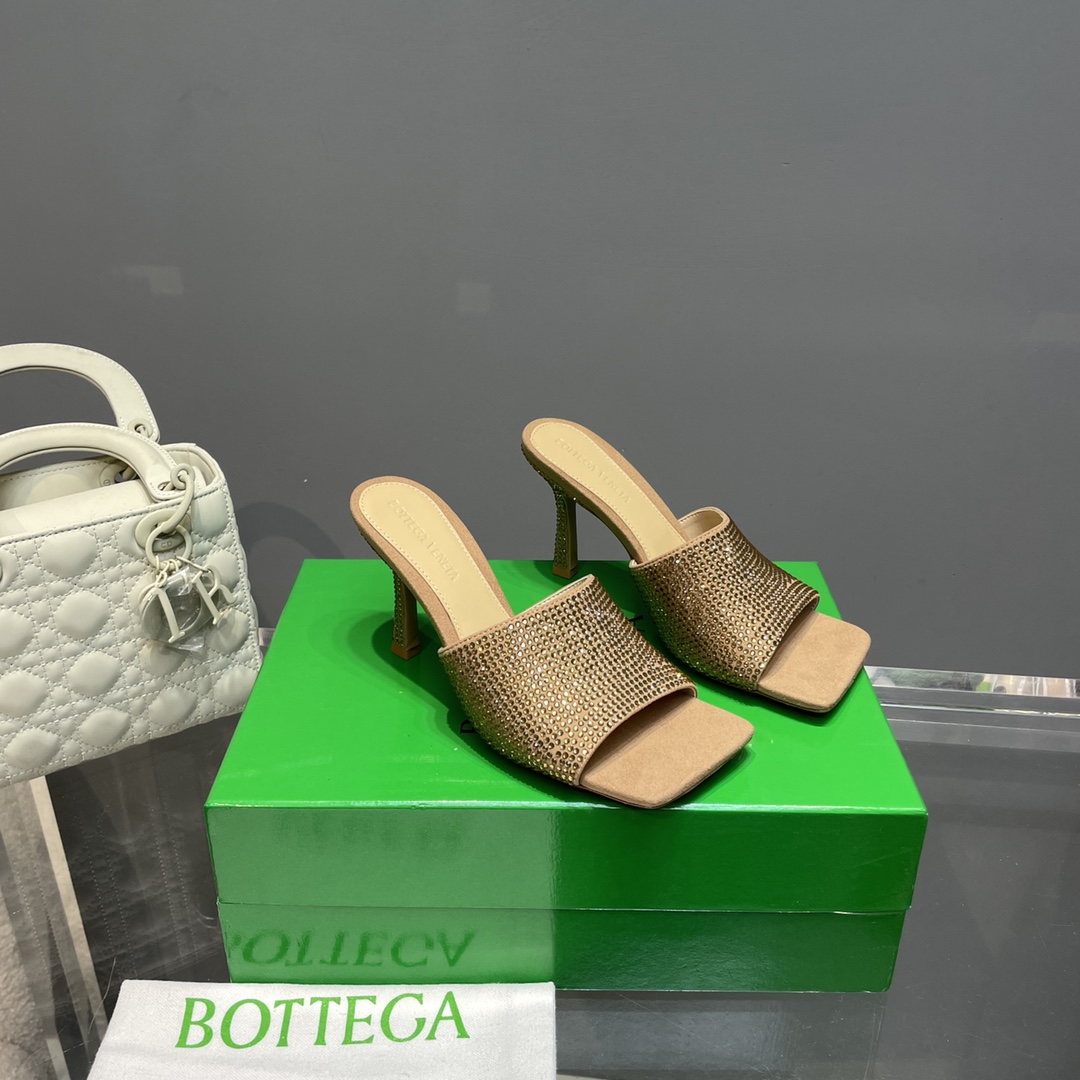 Bottega Veneta Stretch Strass-Embellished Silk Mules - DopestKickz