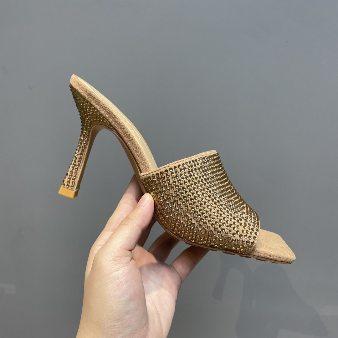 Bottega Veneta Stretch Strass-Embellished Silk Mules - DopestKickz