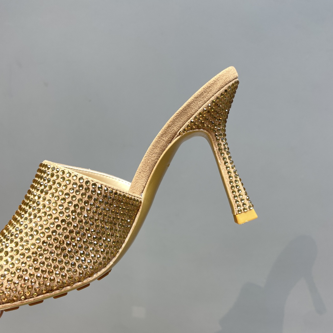 Bottega Veneta Stretch Strass-Embellished Silk Mules - DopestKickz