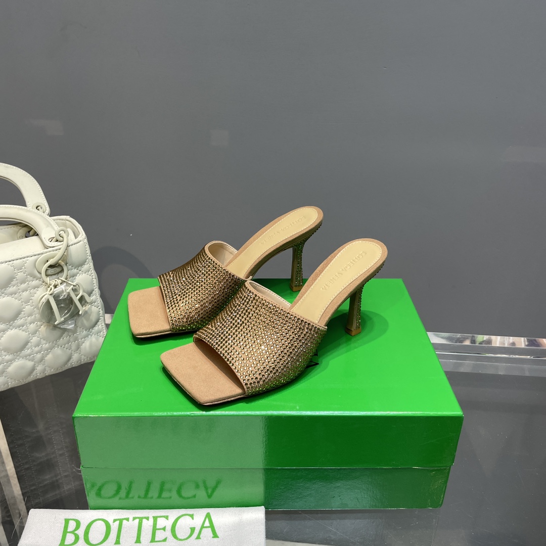 Bottega Veneta Stretch Strass-Embellished Silk Mules - DopestKickz