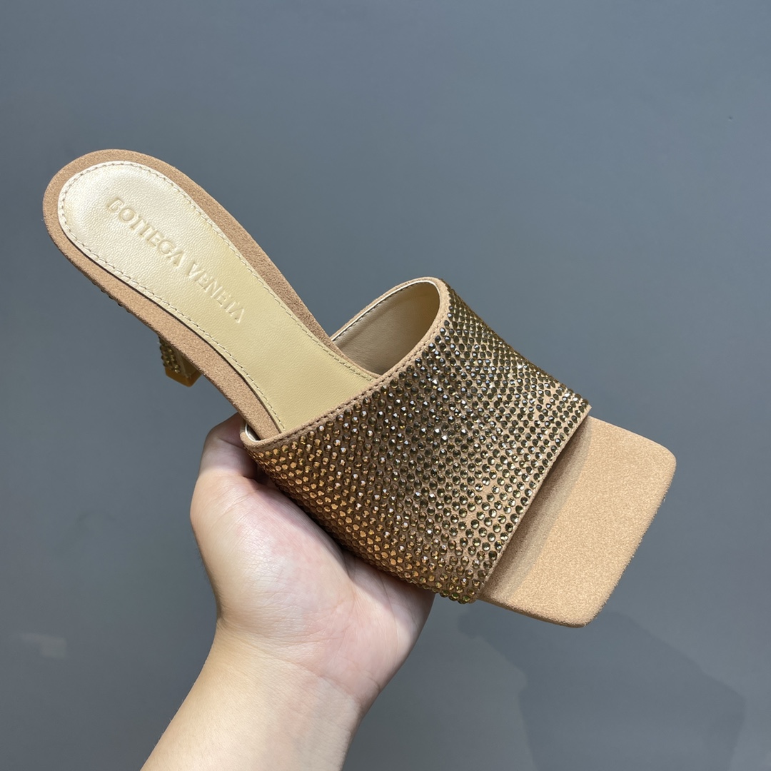 Bottega Veneta Stretch Strass-Embellished Silk Mules - DopestKickz