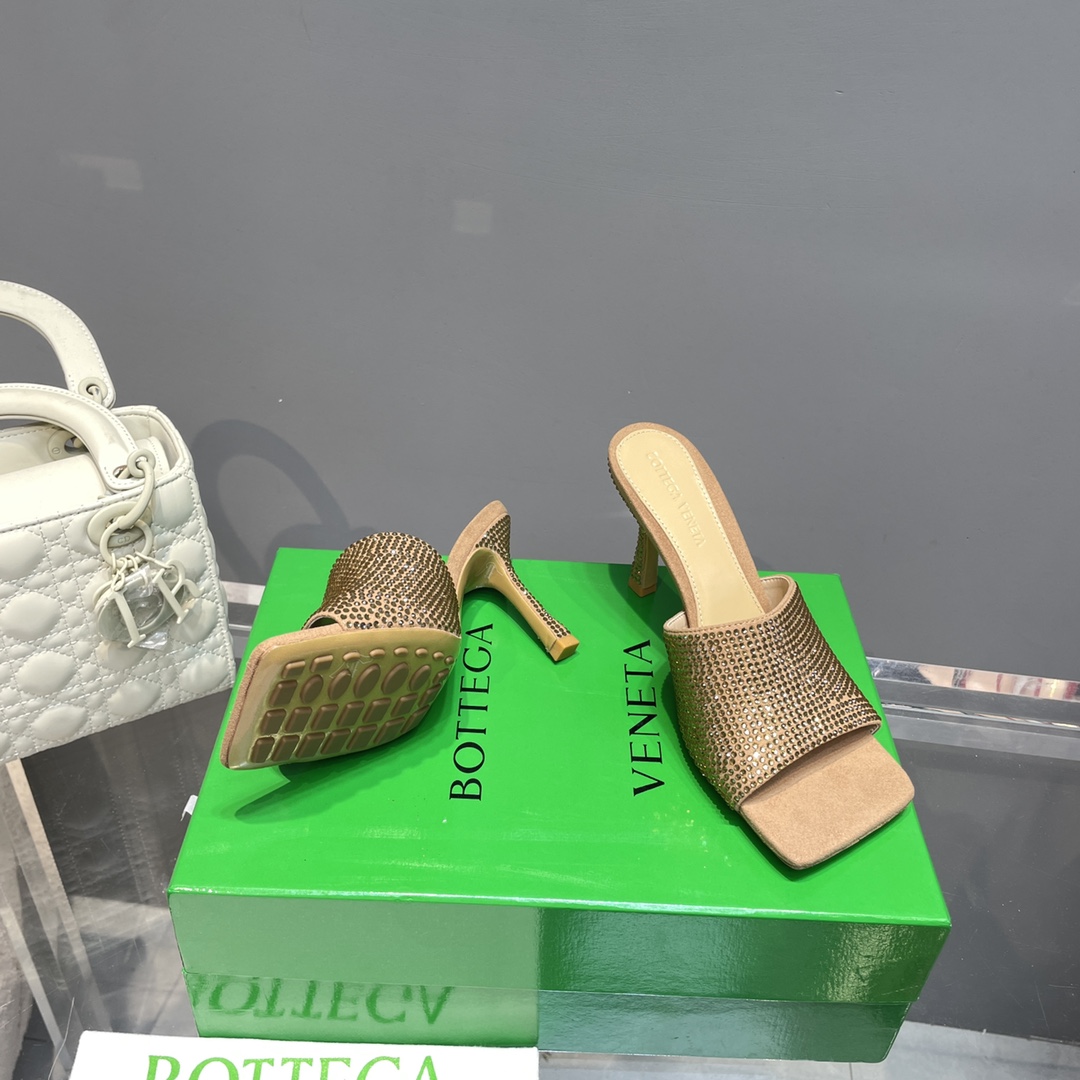 Bottega Veneta Stretch Strass-Embellished Silk Mules - DopestKickz