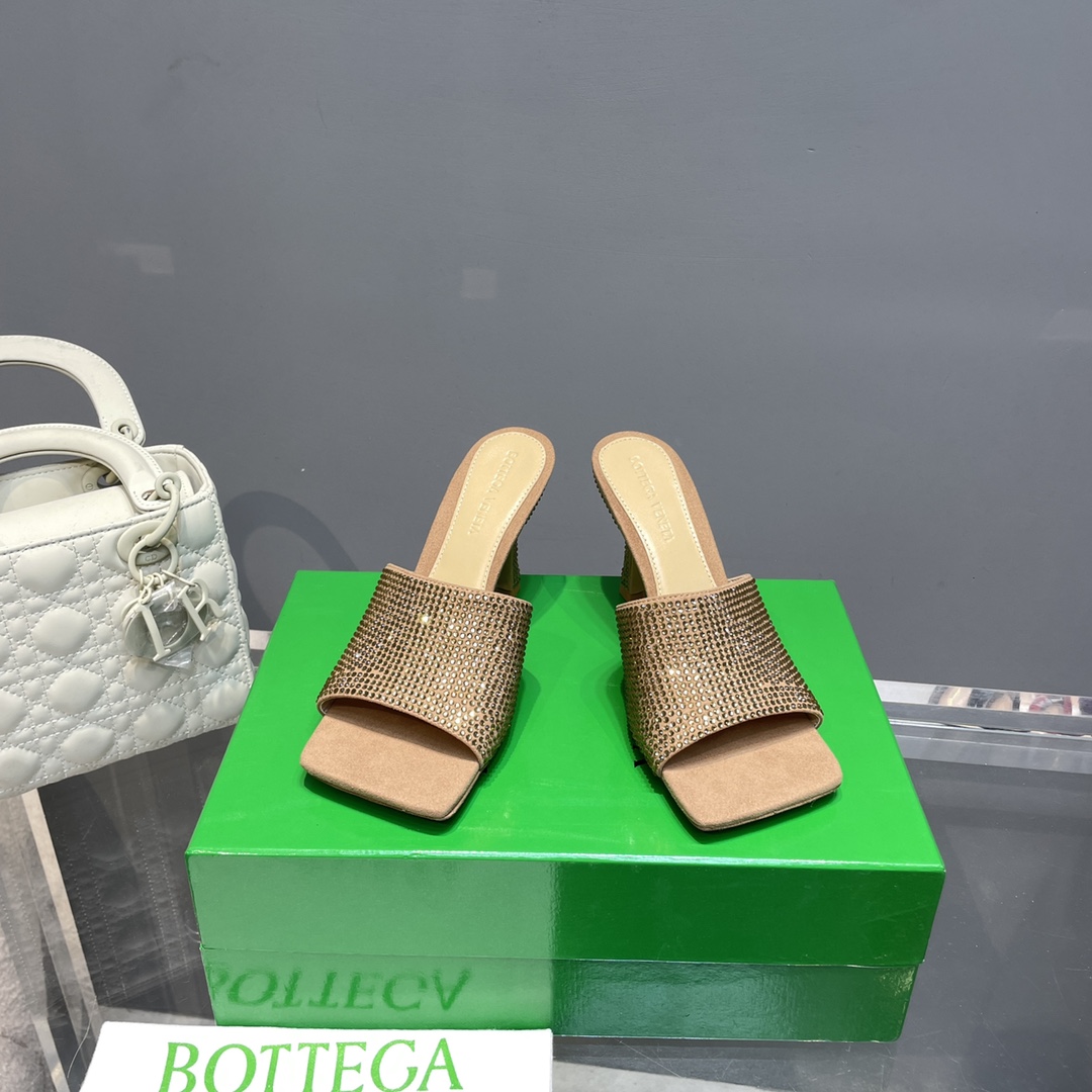 Bottega Veneta Stretch Strass-Embellished Silk Mules - DopestKickz