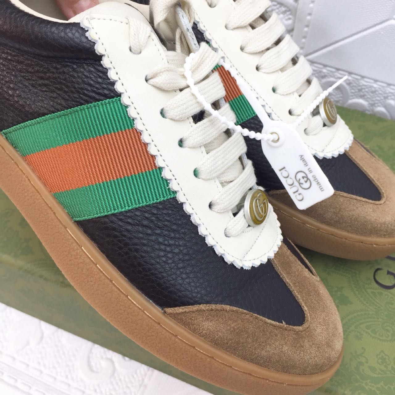 Gucci Leather Web Sneaker - DopestKickz