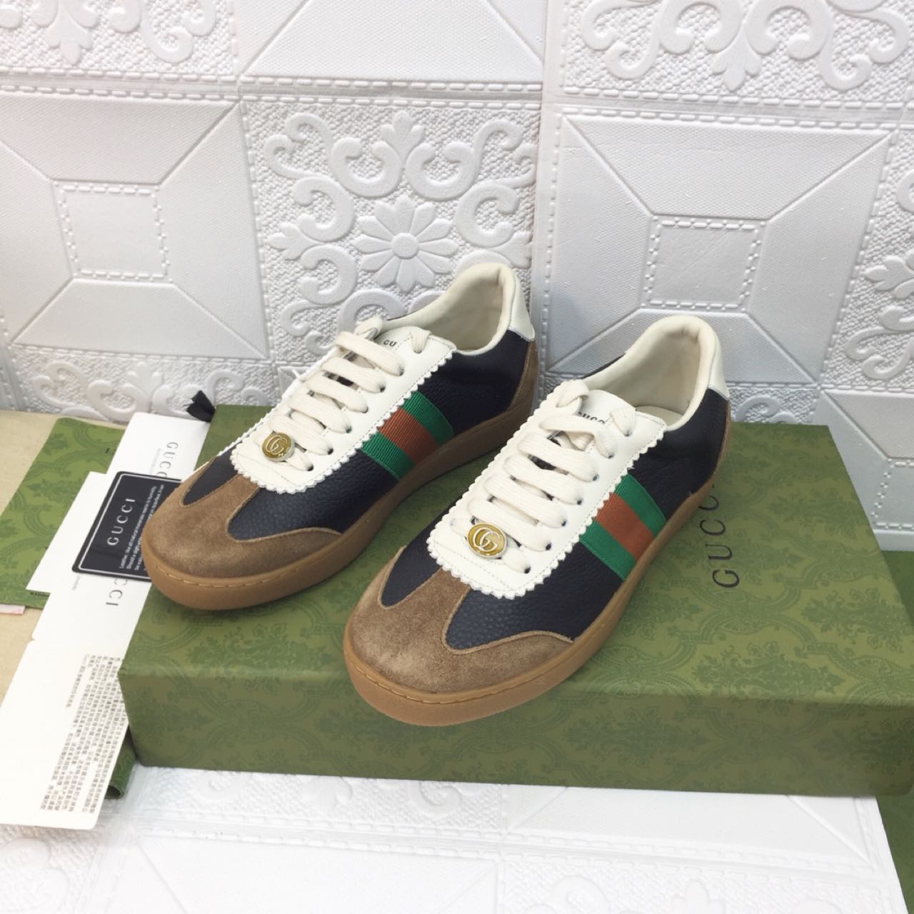 Gucci Leather Web Sneaker - DopestKickz