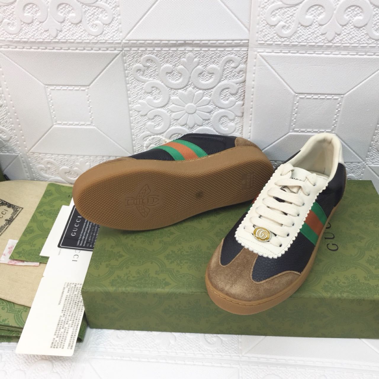 Gucci Leather Web Sneaker - DopestKickz