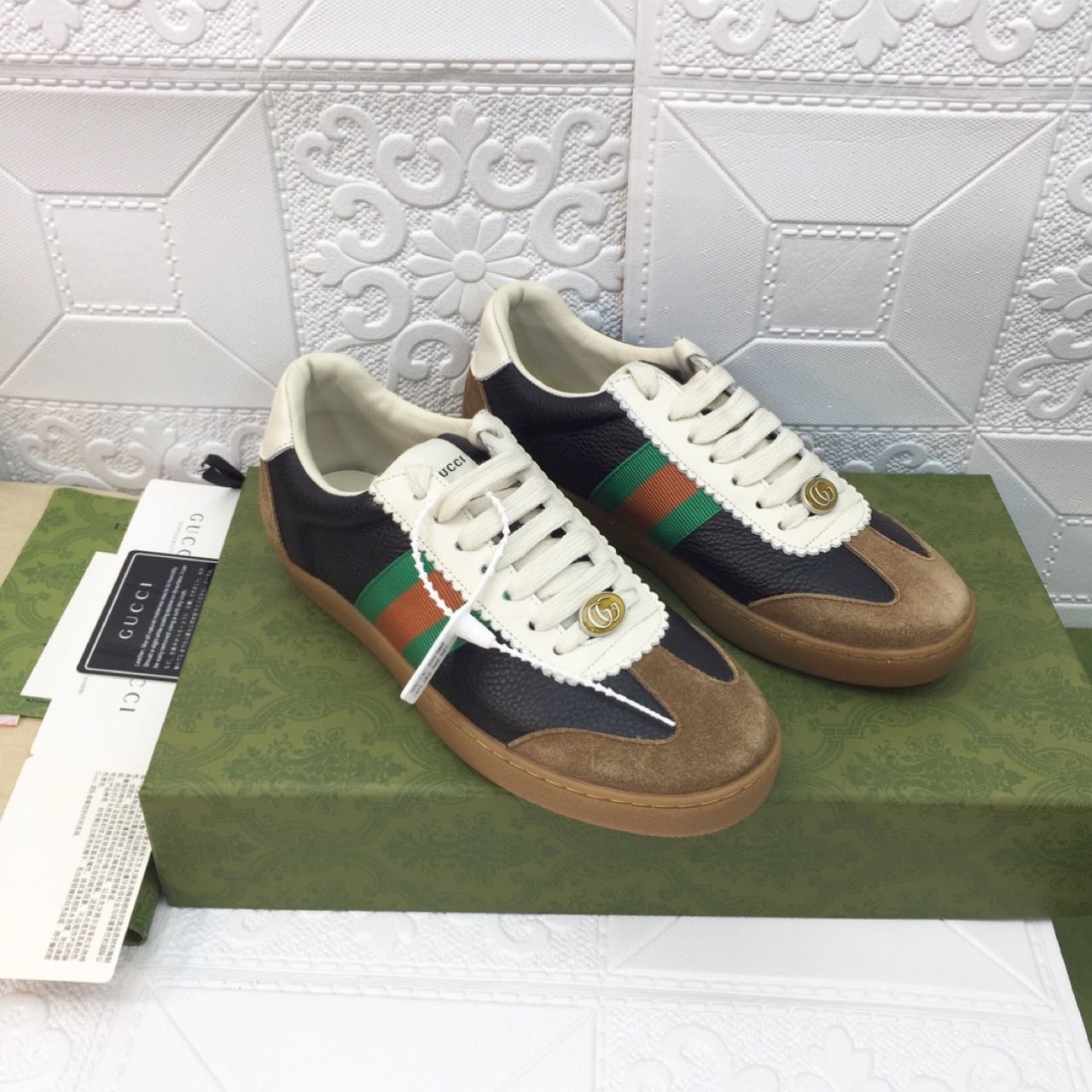 Gucci Leather Web Sneaker - DopestKickz